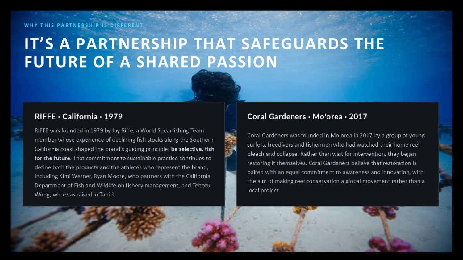RIFFE and Coral Gardeners, the two brands