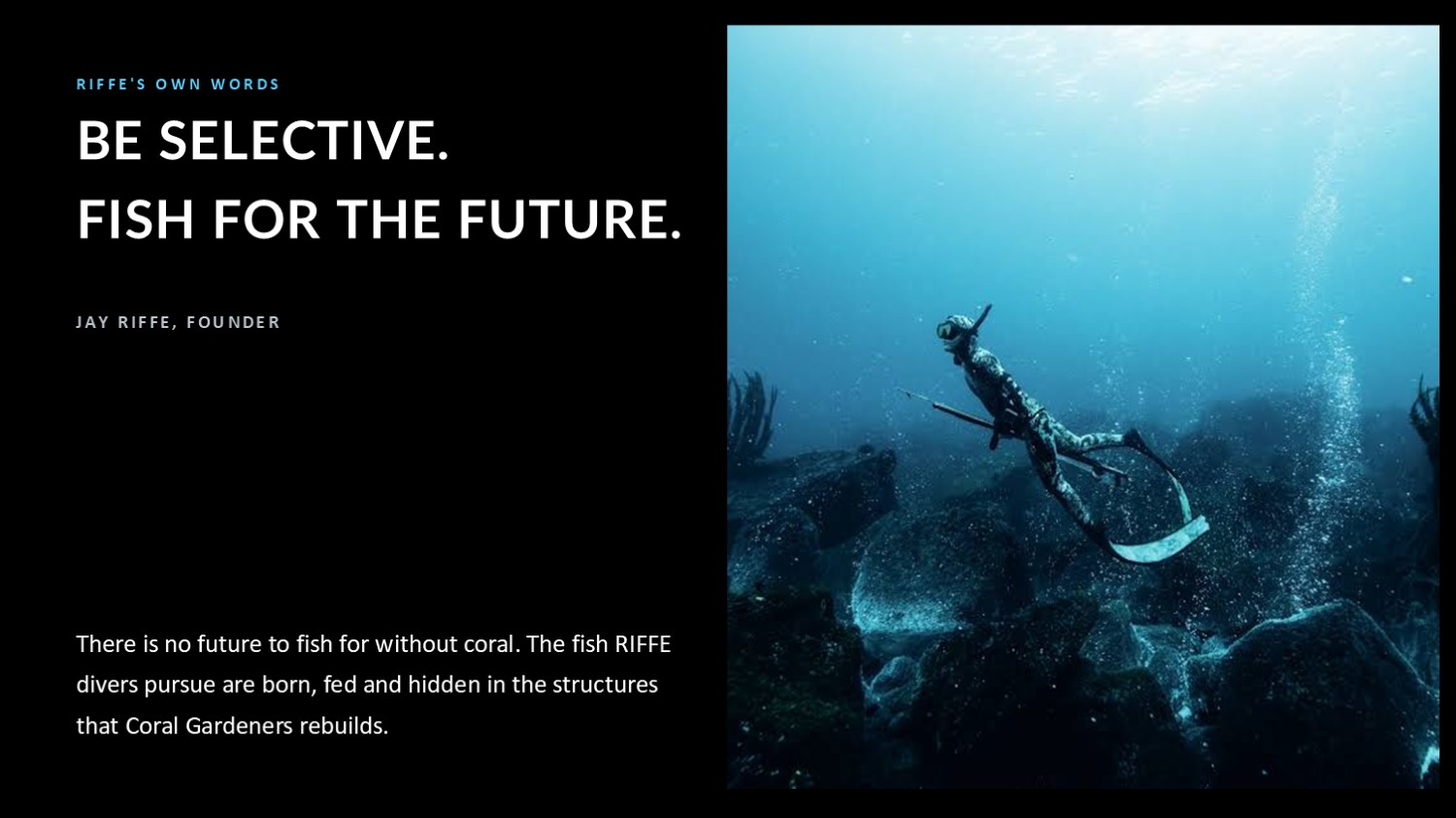 RIFFE's principle, be selective and fish for the future